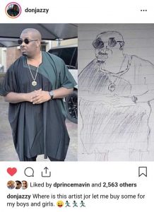 See Don Jazzy Reaction After An Artist Sketched His Photo